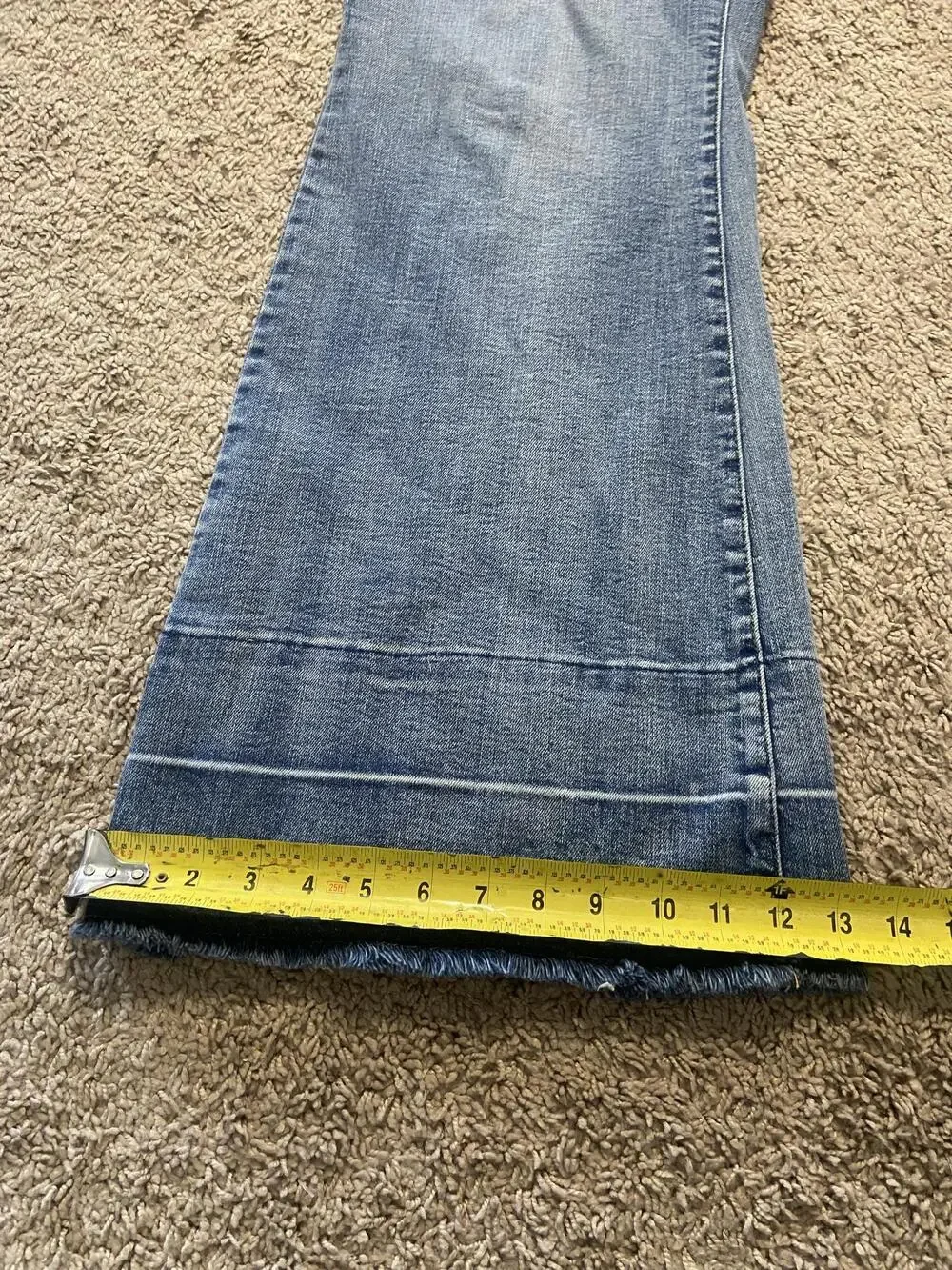 Judy Blue Jeans Womens 20W Blue High Rise Flare Distressed Fringe Hem Plus Size